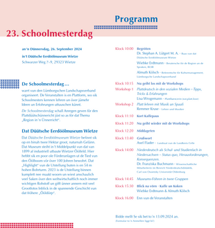 Das Programm des diesjährigen Schoolmesterdags